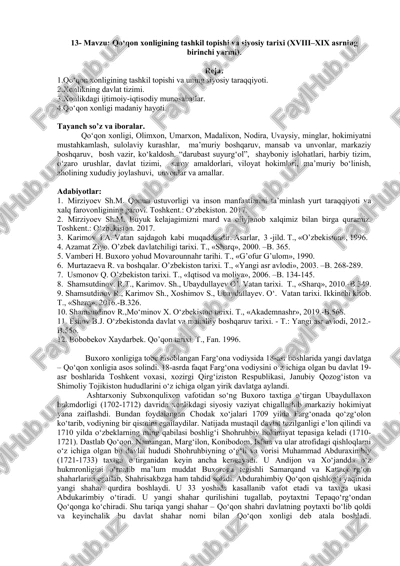 qo'qon xonligining tashkil topishi va siyosiy tarixi — DOCX