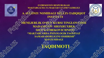 maktablarda psixologik faoliyat samaradorligini oshirish — PPTX