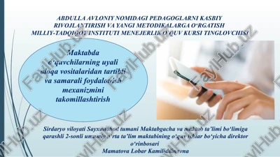 milliy-tadqiqot instituti menejerlik o`quv kursi tinglovchisi — PPTX