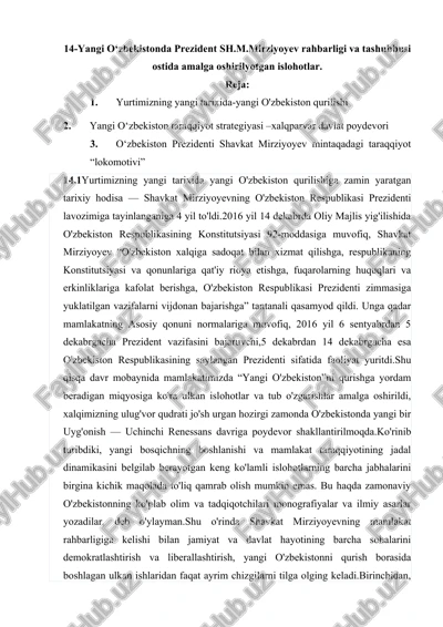 prezident sh.m.mirziyoyev rahbarligi va tashubbusi ostida amalga oshirilyotgan islohotlar — DOCX