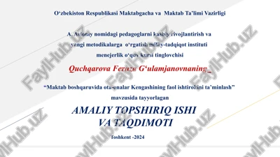 "o‘zbekiston respublikasi maktabgachava maktab ta’limi vazirligi" — PPTX
