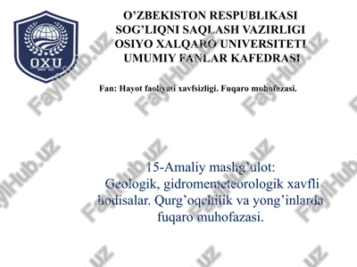 geologik, gidrometeorologik xavfli hodisalar — PPTX