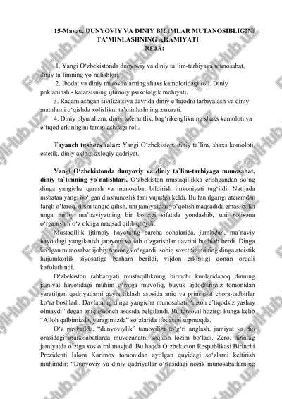 yangi o‘zbekistonda dunyoviy va diniy ta`lim-tarbiya — DOCX