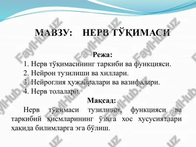 nerv to'qimasi — PPTX