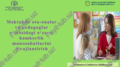 munosabatlarini rivojlantirish — PPTX