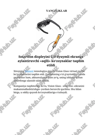 vision glass virtual reallik ko‘zoynaklar — DOCX