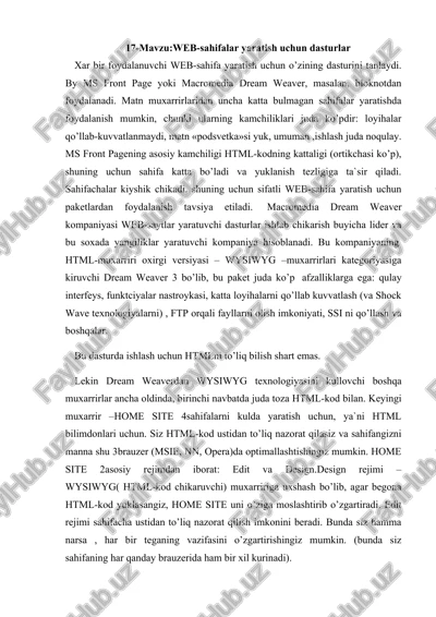 web-sahifalar yaratish uchun dasturlar — DOCX