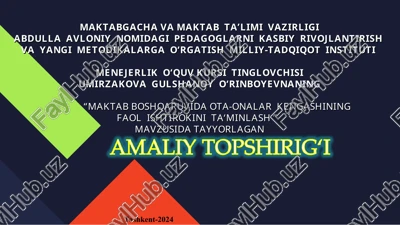 maqtob boshqaruvidagi ota-ona kengashining faolish tirokini ta'minlash — PPT