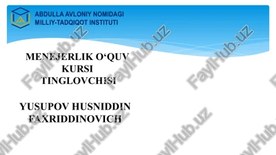menejerlik o‘quv kursi — PPTX