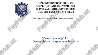 desmurgiya va transport immobilizatsiya — PPTX