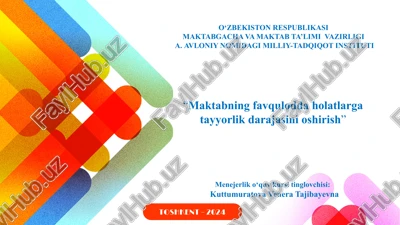 maktabning favqulodda holatlarga tayyorlik darajasini oshirish — PPTX
