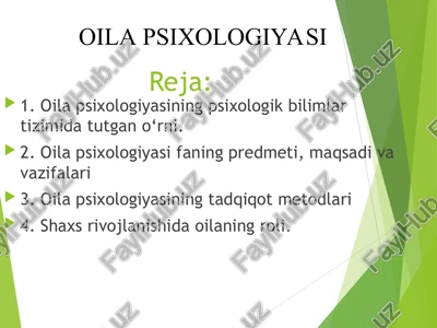 oila psixologiyasi — PPT