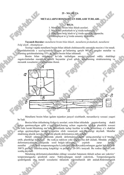 metallarni bosim bilan ishlash turlari — DOCX