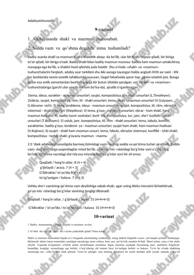 adabiyotshunoslik — DOCX