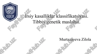 irsiykasalliklar klassifikatsiyasi — PPTX
