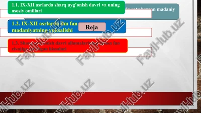 ix-xii asrlarda mamlakatimiz hududida roʻy bergan madaniy uygʻonish — PPTX
