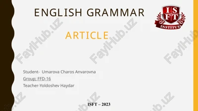 english grammar article — PPTX
