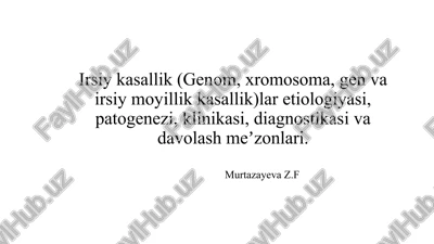 odamlarda genetika va irsiy kasalliklar — PPTX