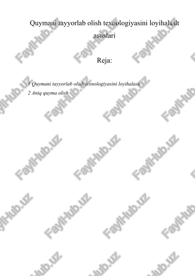 quymani tayyorlab olish texnologiyasi — DOCX