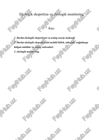 ekologik ekspertiza va ekologik monitoring — DOCX
