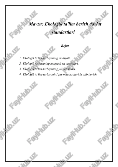 ekologik ta'lim berish davlat standartlari — DOCX