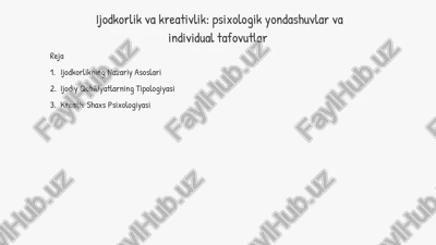 ijodkorlikning nazariy asoslari — PPTX