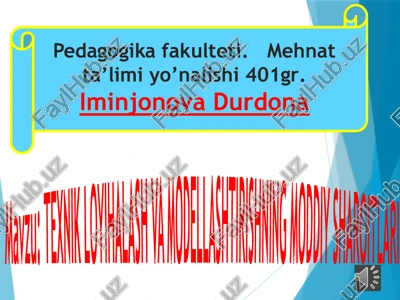 texnik loyihalash va modellashtirishning moddiy sharoitlari — PPTX