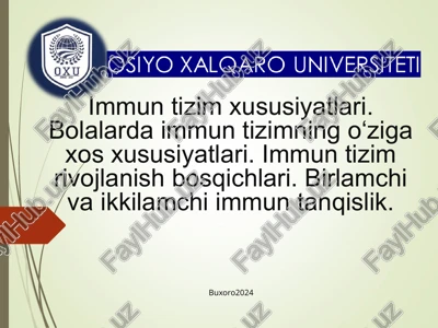 immun tizim xususiyatlari — PPT