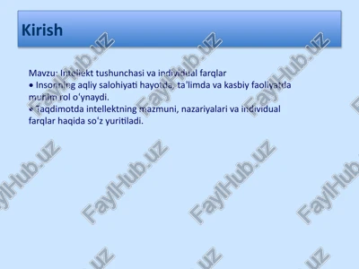 intellekt tushunchasi va individual farqlar — PPTX