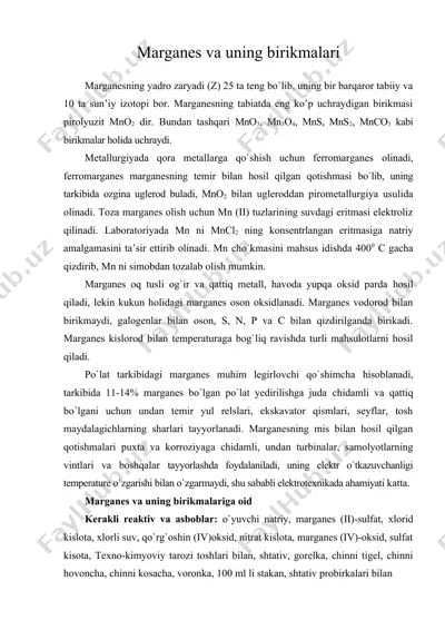 marganes va uning birikmalari — DOC