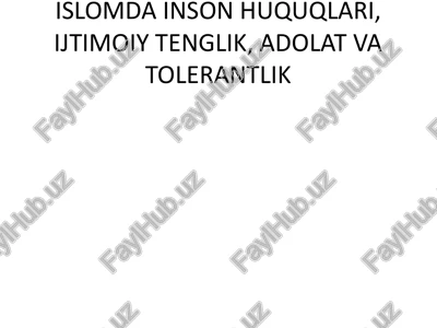 islomda inson huquqlari, ijtimoiy tenglik, adolat va tolerantlik — PPTX