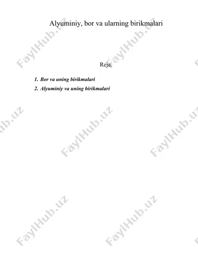 alyuminiy, bor va ularning birikmalari — DOC