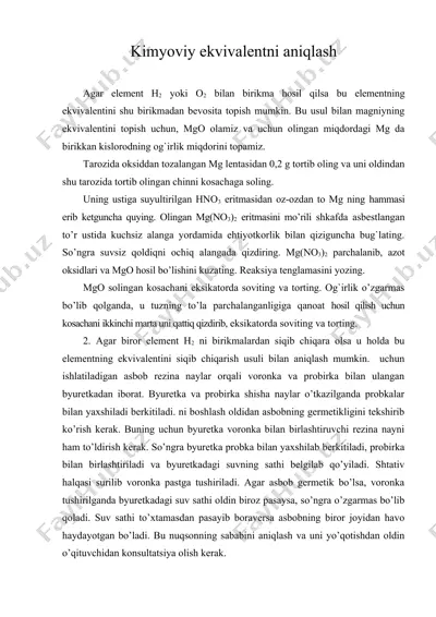 kimyoviy ekvivalentni aniqlash — DOC