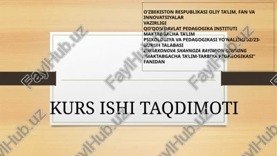 "maktabgacha ta'limda milliy urfodatlarning tarbiyaviy ahamiyati" — PPTX