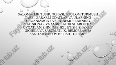 salomatlik tushunchasi — PPTX