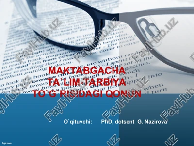 maktabgacha ta`lim-tarbiya to`g`risidagi qonun — PPT