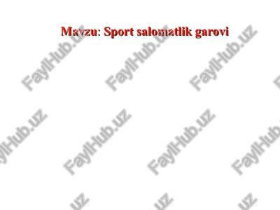 sport salomatlik garovi — PPT
