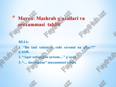 mashrabg'azallari va muxammasi tahlili — PPTX