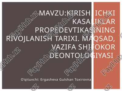 tibbiyotni alohida fan sifatida shakllanishi va rivojlanishi — PPTX