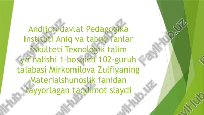 metallmasmateriallar — PPTX