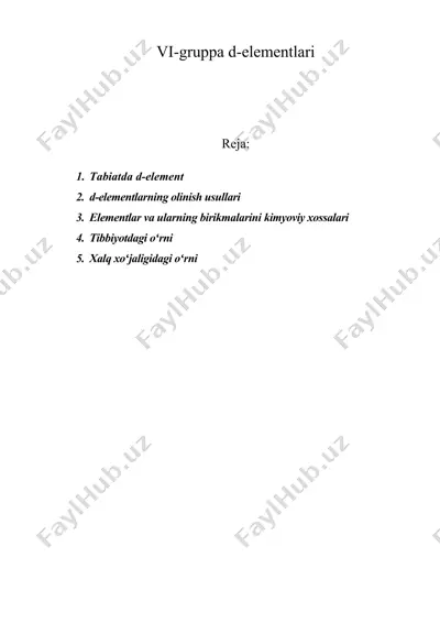 vi-gruppa d-elementlari — DOC