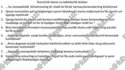 kichik biznes va tadbirkorlik fanidan — PPTX