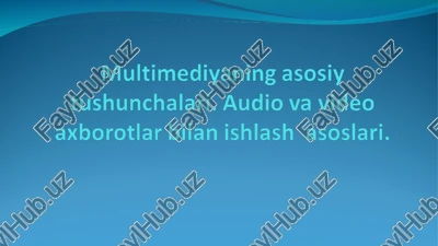 multimediyaning asosiy tushunchalari — PPT
