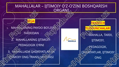 mahallalar – ijtimoiy o‘zini boshqarish organi — PPTX