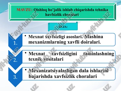 qishloqho’jalik ishlabchiqarish tehnika havfsizlik choralari — PPTX