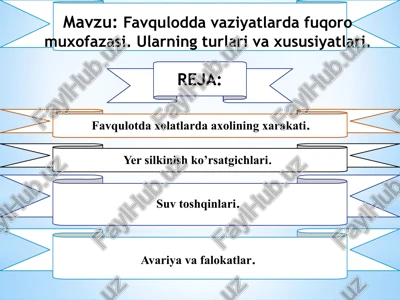 favqulodda vaziyatlarda fuqoro muxofazasi — PPTX