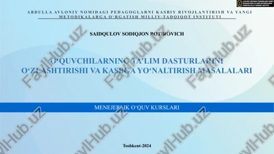 a.avloniy nomidagi pedagoglarni kasbiy rivojlantirish va yangi metodikalarga — PPTX