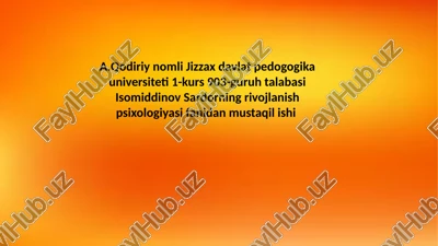 o'smirlik yoshining psixologik xususiyatlari — PPTX