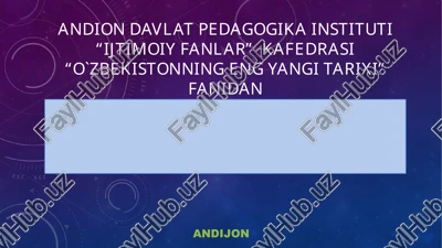 o‘zbekistonning o‘ziga xos istiqlol va taraqqiyot yo‘li. — PPTX