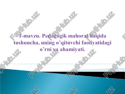 pedagogik mahorat — PPT